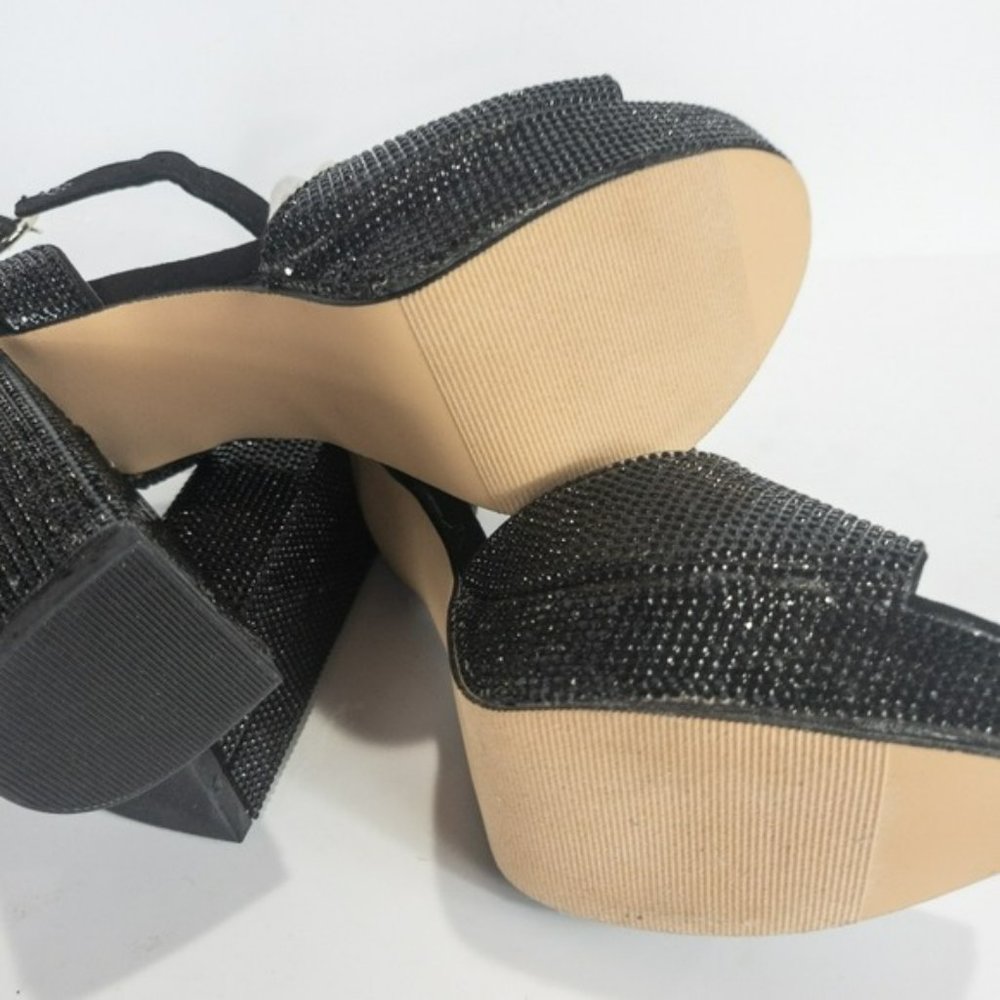 Madden Girl Summit Rhinestone Platform Sandals Black -6 - Picture 5 of 6